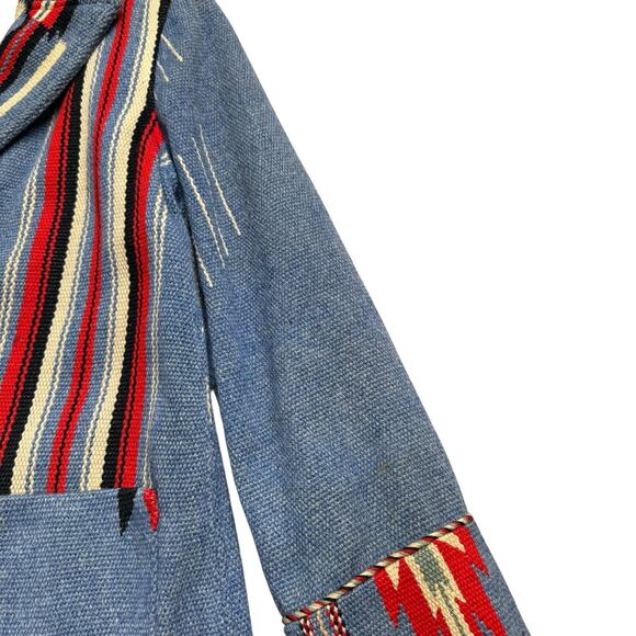 Vintage 1940s Chimayo Blanket Ganscraft Jacket Coat Wool Southwest Native Blue - Picture 8 of 16